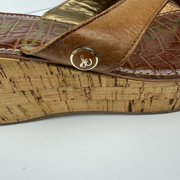 Sam Edelman Cogac Leather Platform Wedge Hippy Boho Cork Sandals, Sz. 7 - Picture 7 of 14